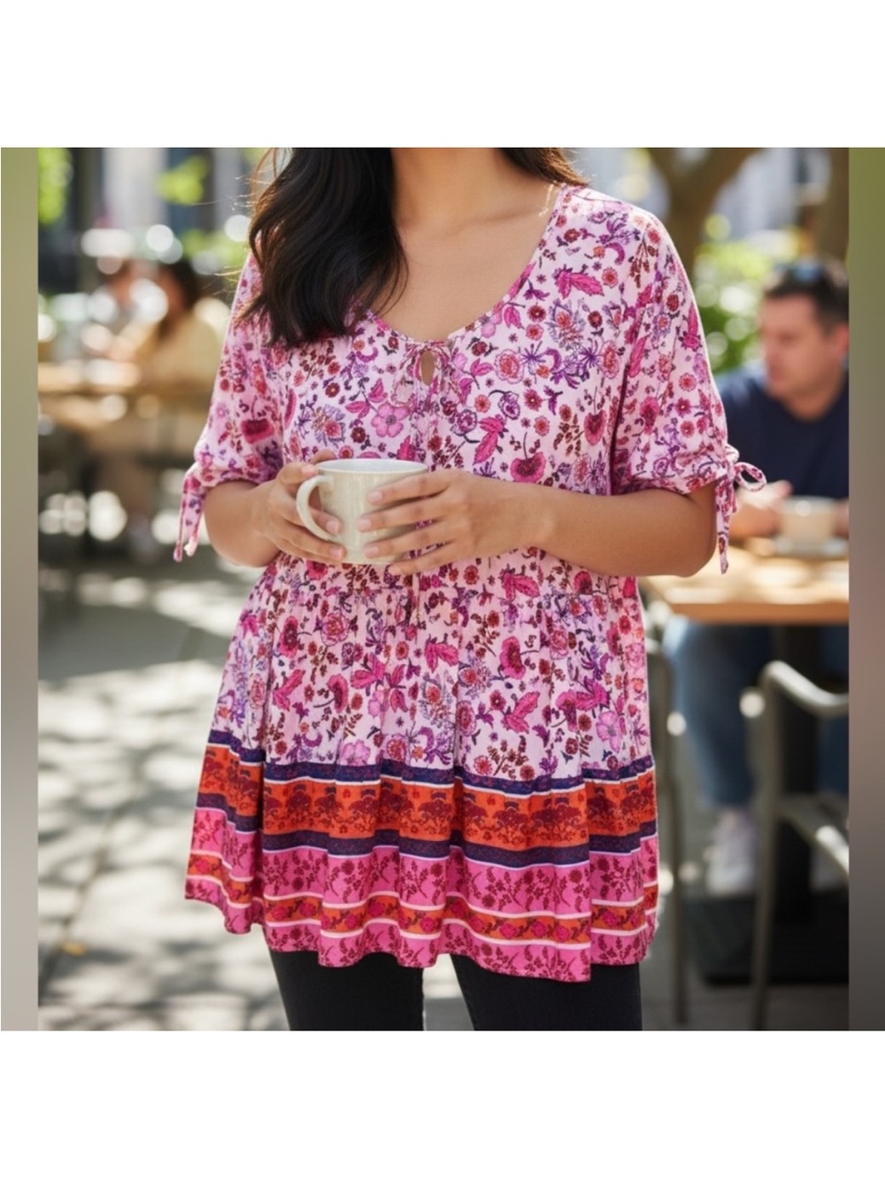 New Torrid Babydoll Rayon Slub NWT Tie Front Top Shirt Size 2 (2X)